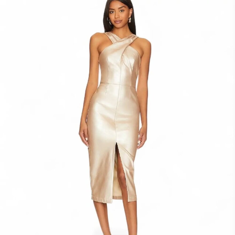 Saylor Rach Midi Dress in White Gold